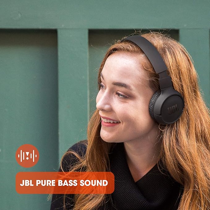 JBL Tune 510BT - Bluetooth headphones with up to 40 hours battery, microphone for call, foldable and comfortable, Android and iOs compatible (Blue)