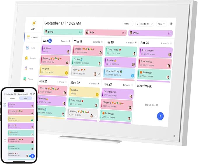15.6-inch Wall Digital Calendar,Smart WiFi Calendar & Chore Chart,Full HD Touchscreen Interactive Display for Family Schedules-Wall/Desk Mountable Planner,Meeting Reminders & Deadline Tracking