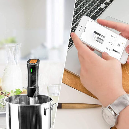 INKBIRD 2.4G Wifi Sous Vide Cooker ISV-200W, Aparat Sous Vide 1000W, Circulator cu imersie cu telecomandă și aplicație cu rețete, Temporizator, Alarmă, Notificare mobilă, Încălzire 3D a apei, Ultra-silențios